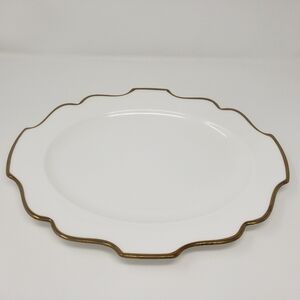 Lenox Contempo Luxe Gold Trim 16" Platter White Oval Decorative